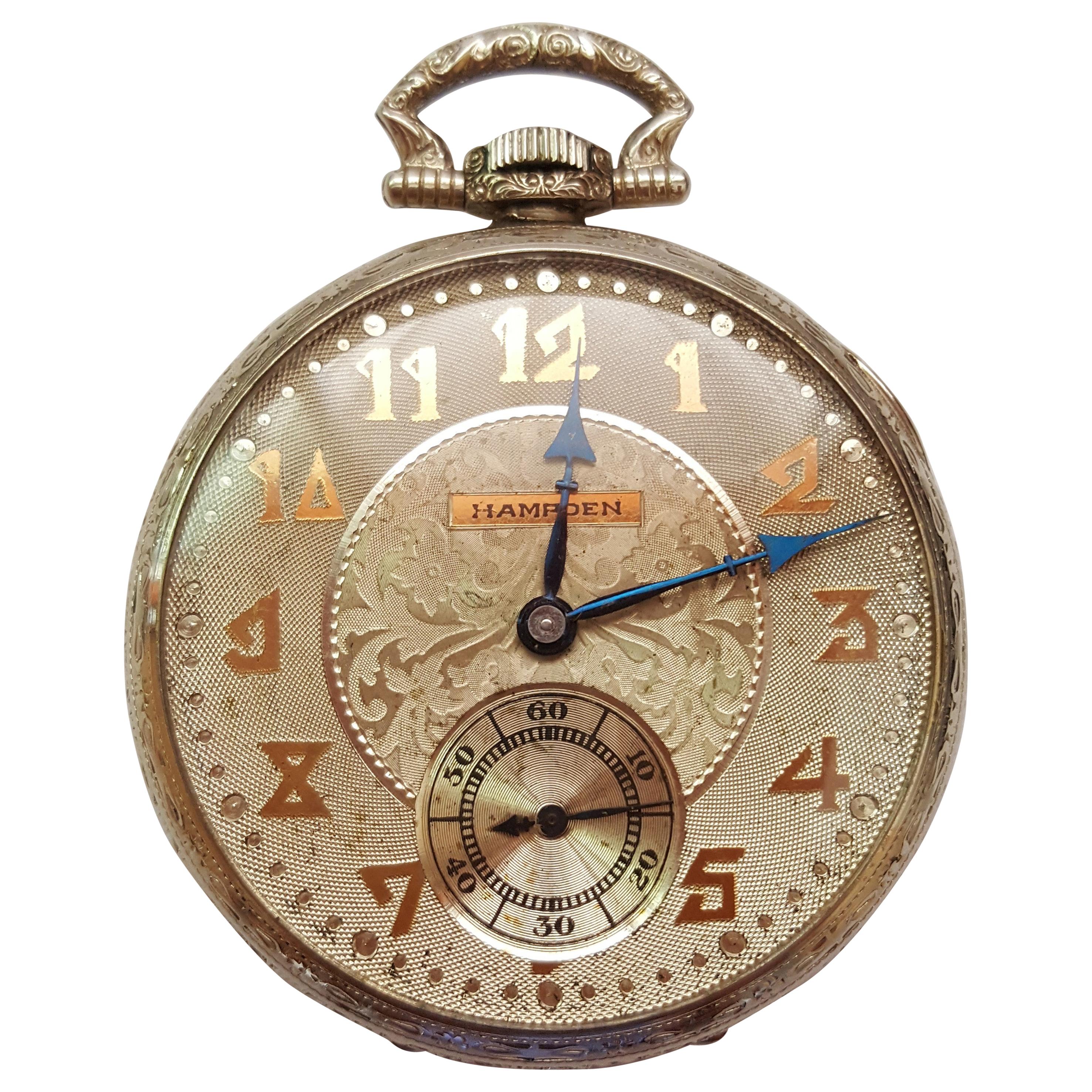 Vintage Hampden Pocket Watch 1916, 17 Jewel, Paul Revere, Working, Case