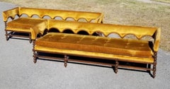 Vintage Hampton House Custom Amber Silk Velvet Regency Romanesque 3-Seat Sofa