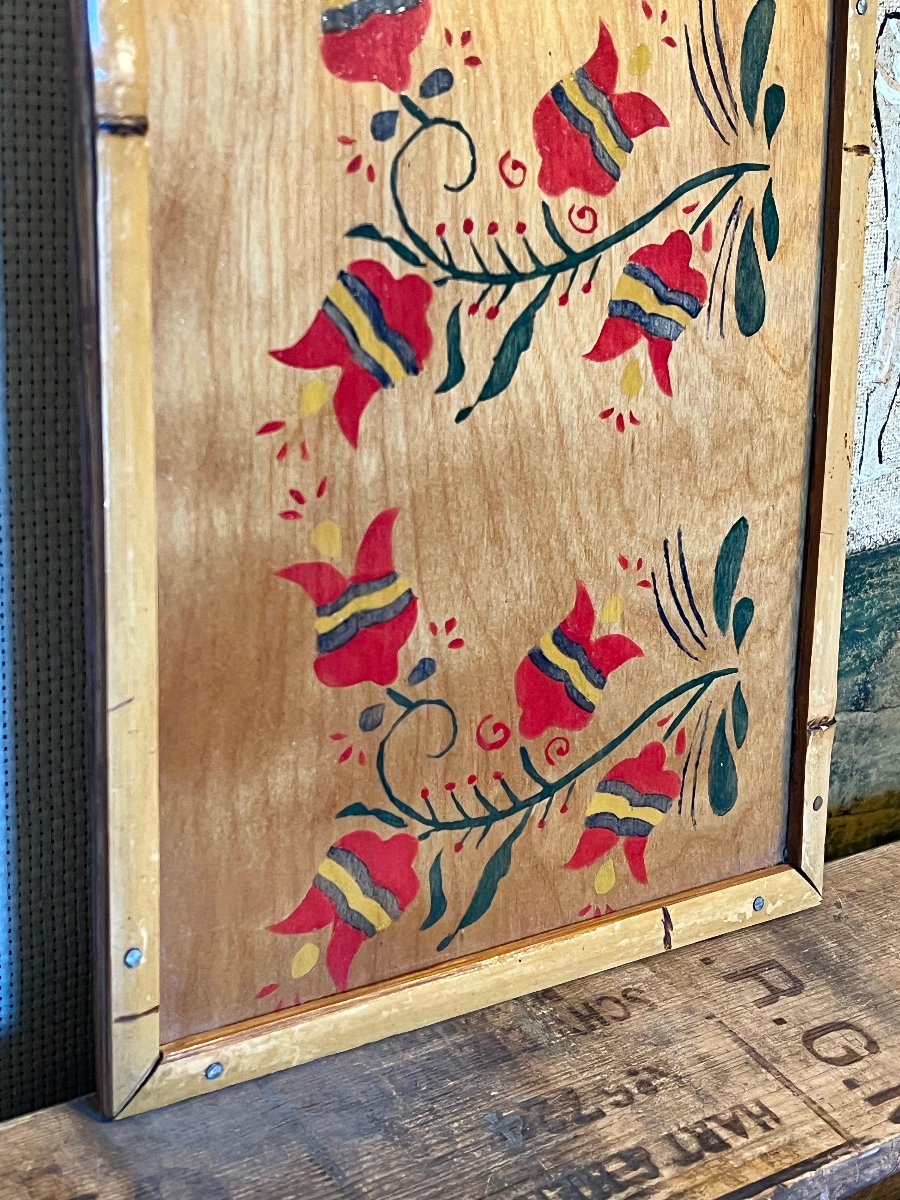 Fine XX secolo vintage Hana Or dipinto decorativo in stile folk in legno in vendita