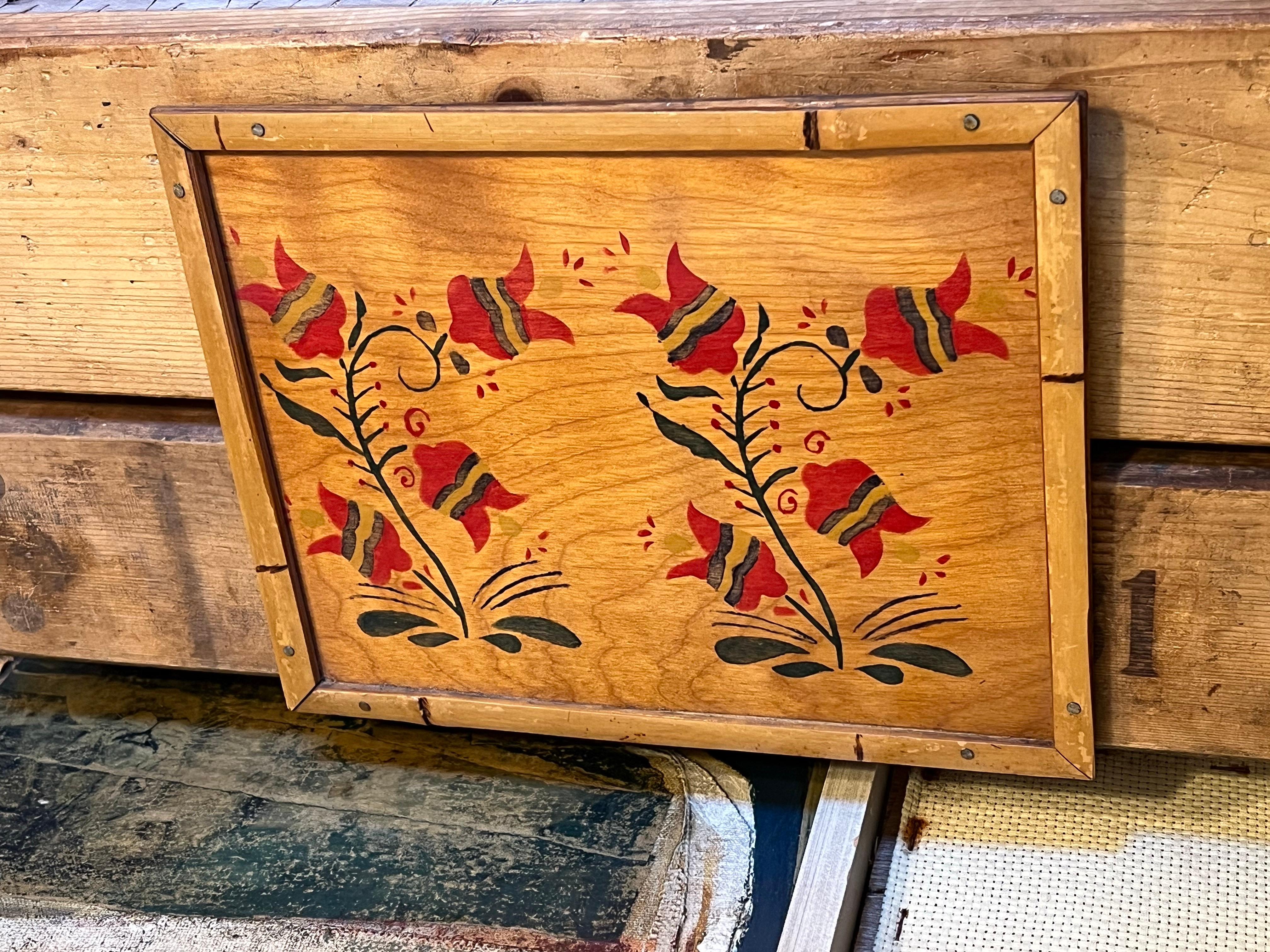 Legno vintage Hana Or dipinto decorativo in stile folk in legno in vendita