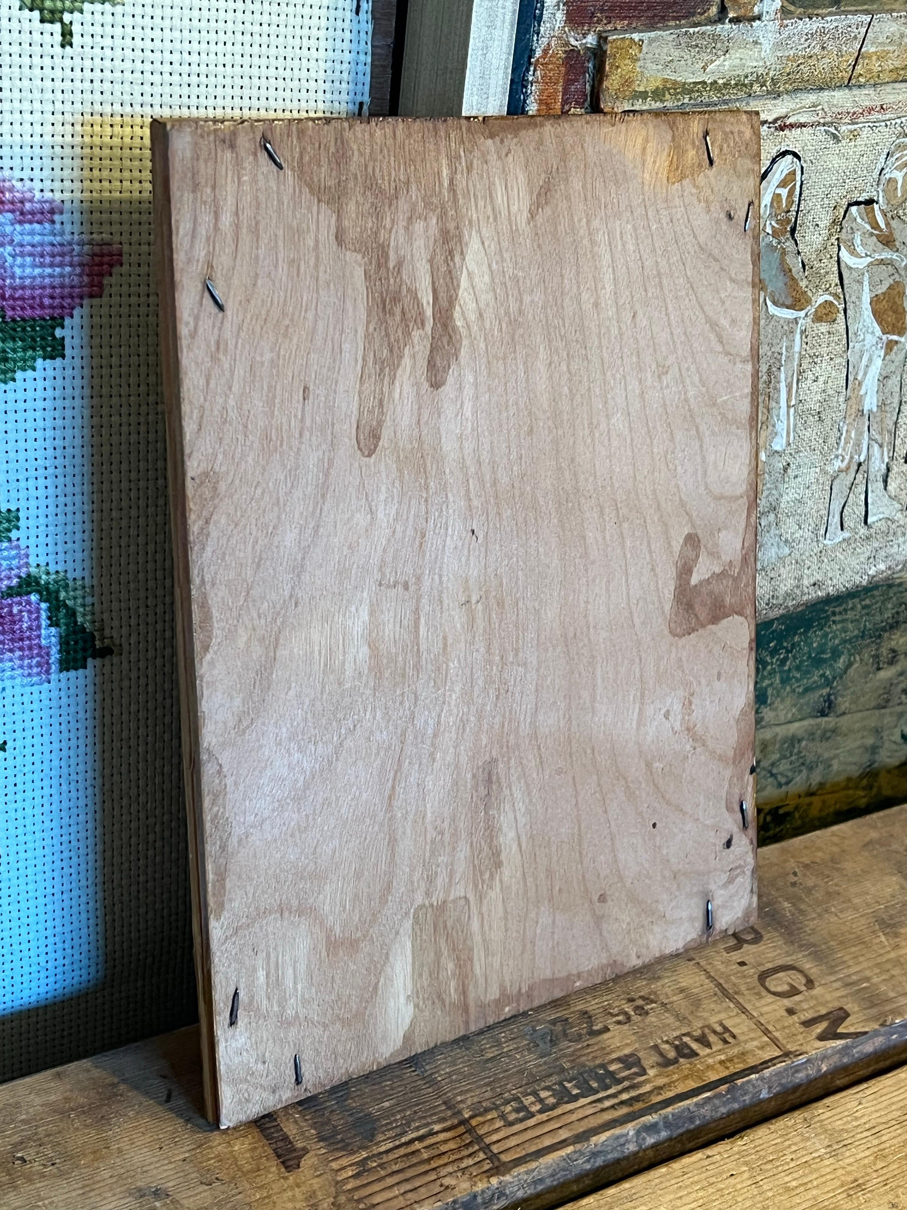 vintage Hana Or dipinto decorativo in stile folk in legno in vendita 2