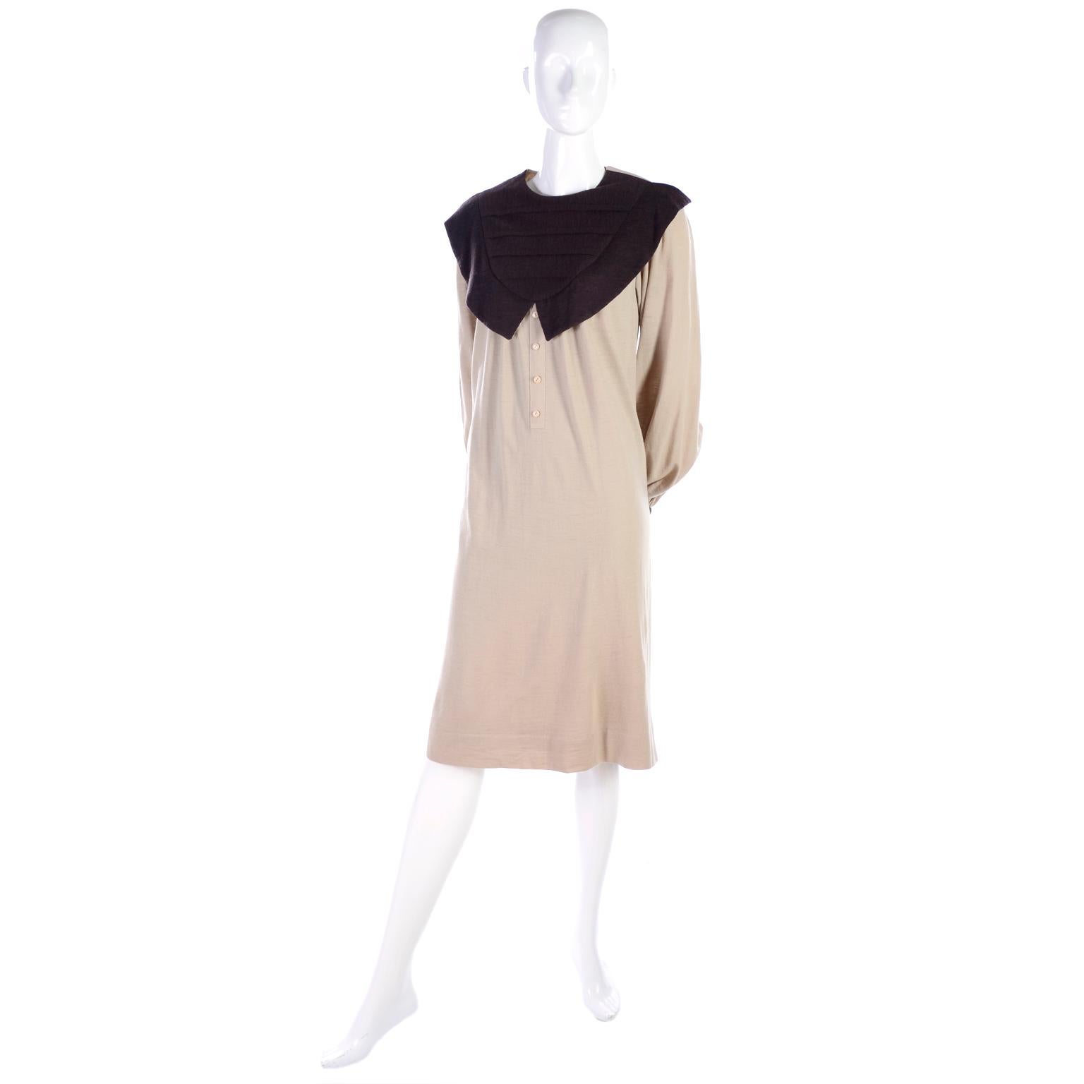 Vintage Hanae Mori Dress With Pilgrim Collar Size 8 For Sale 1