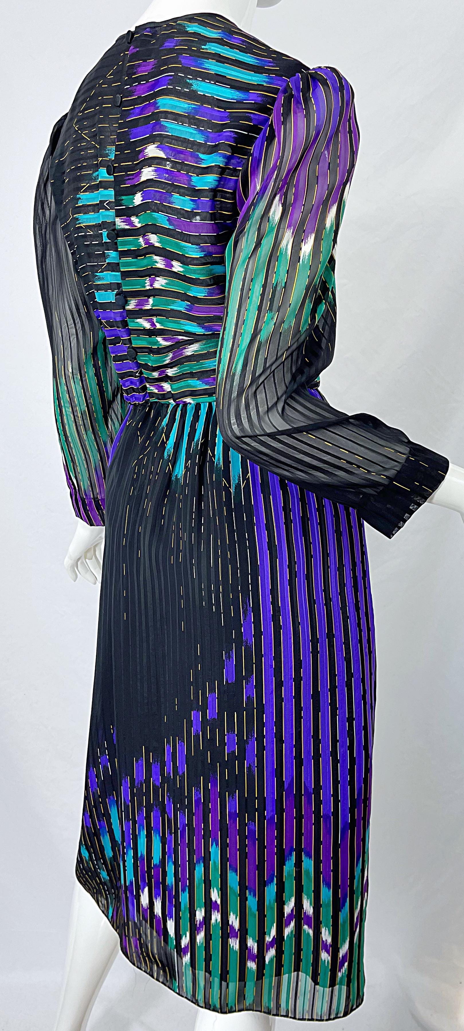 Vintage Hanae Mori Neiman Marcus Size 8 / 10 1980s Abstract Print 80s Silk Dress 4