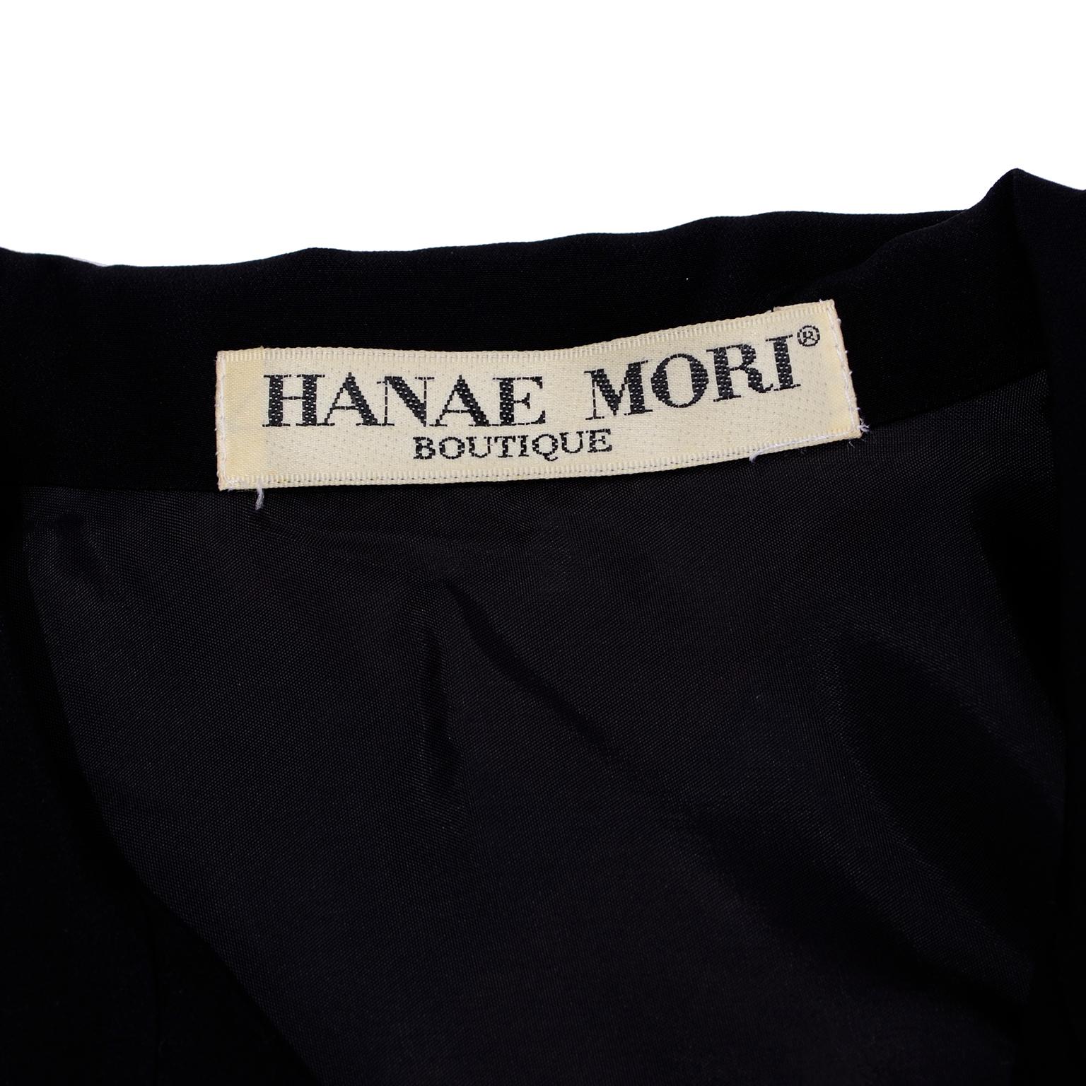 Vintage Hanae Mori Red and Black Geometric Abstract Harlequin Print Silk Dress 3