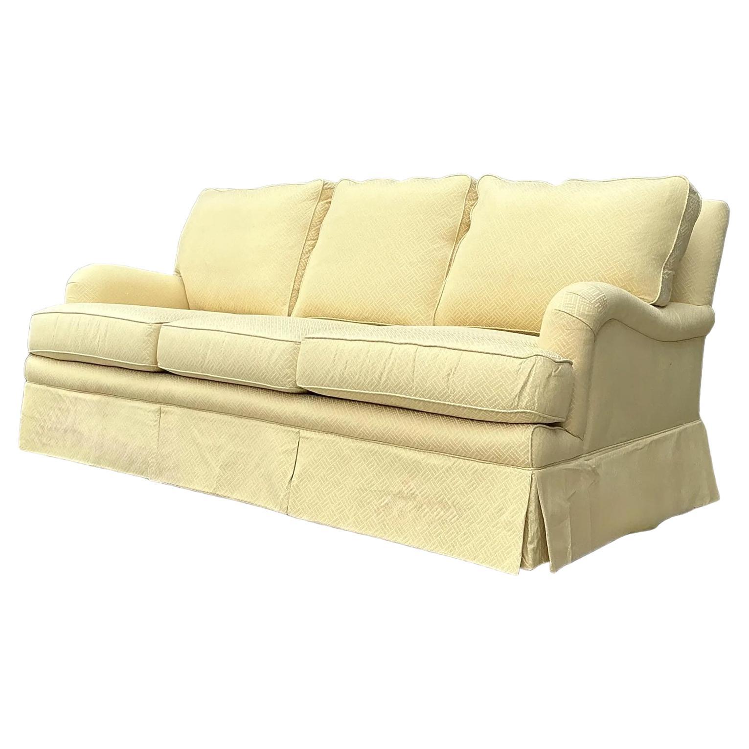 Vintage Hancock and Moore Three Seat Sofa in Scalamandre