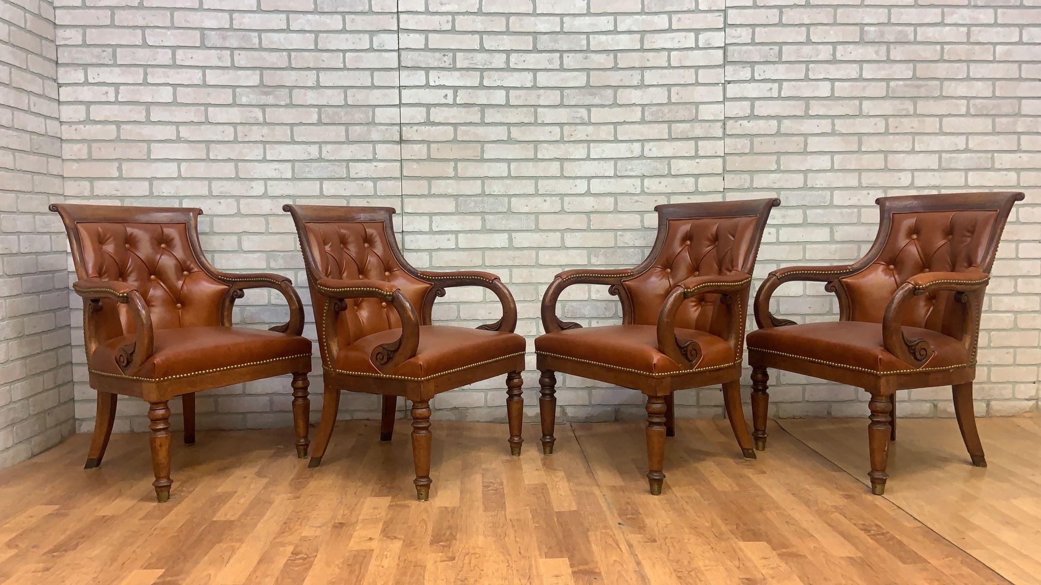 Vintage Hancock and Moore Tufted Jockey Club Chair Newly Upholstered - Set of 4 3