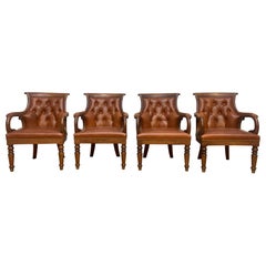 Used Hancock and Moore Tufted Jockey Club Chair Newly Upholstered - Set of 4