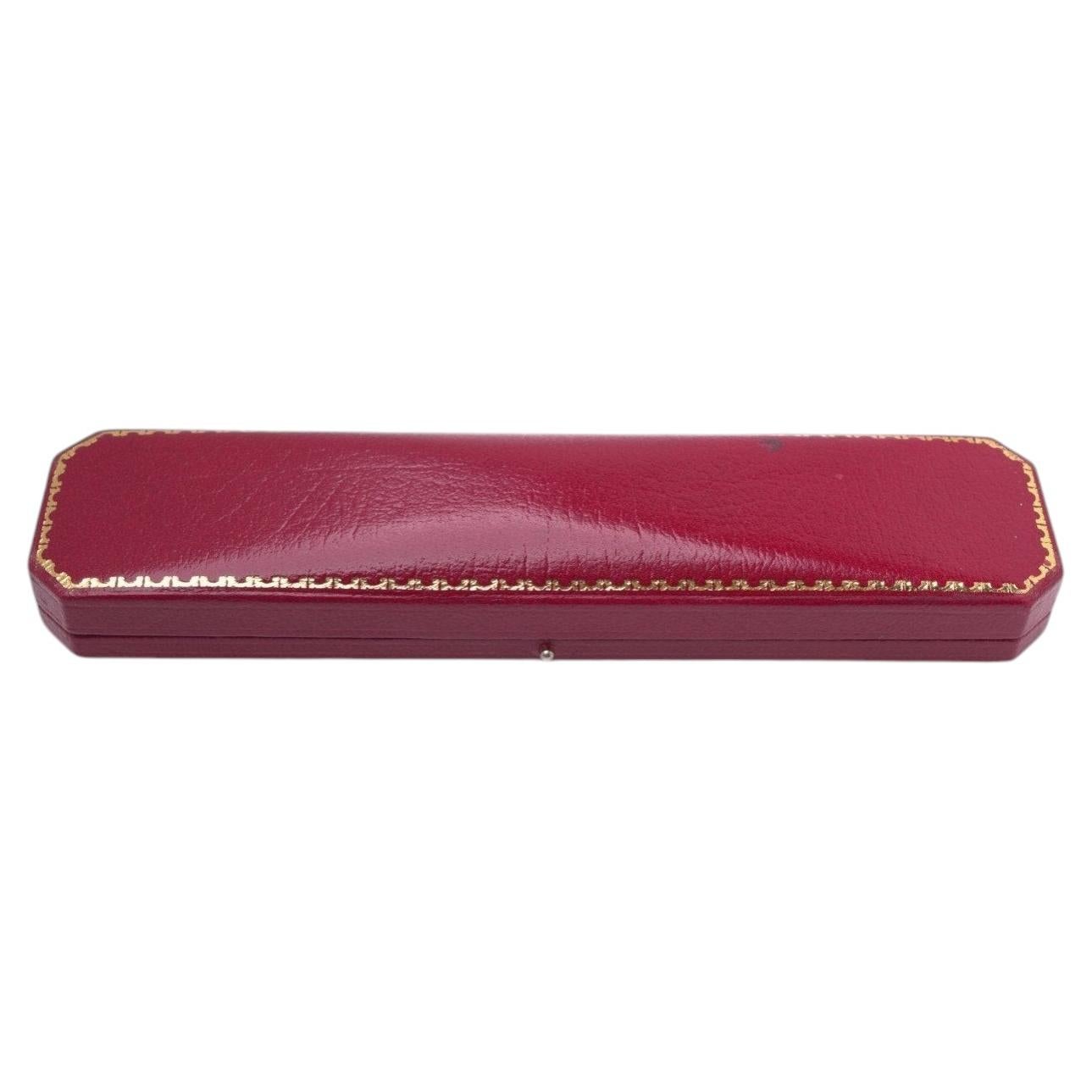 Vintage Hancocks and Co Red Leather Bracelet Box, Beige Velvet Interior