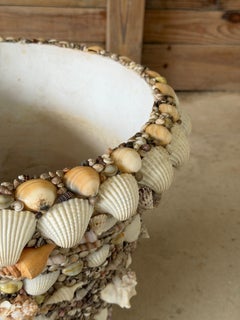 Vintage Hand-Applied Coastal Seashell Encrusted Resin Planter