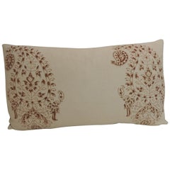 Vintage Hand-Blocked Indian Brown Paisley Lumbar Decorative Pillow