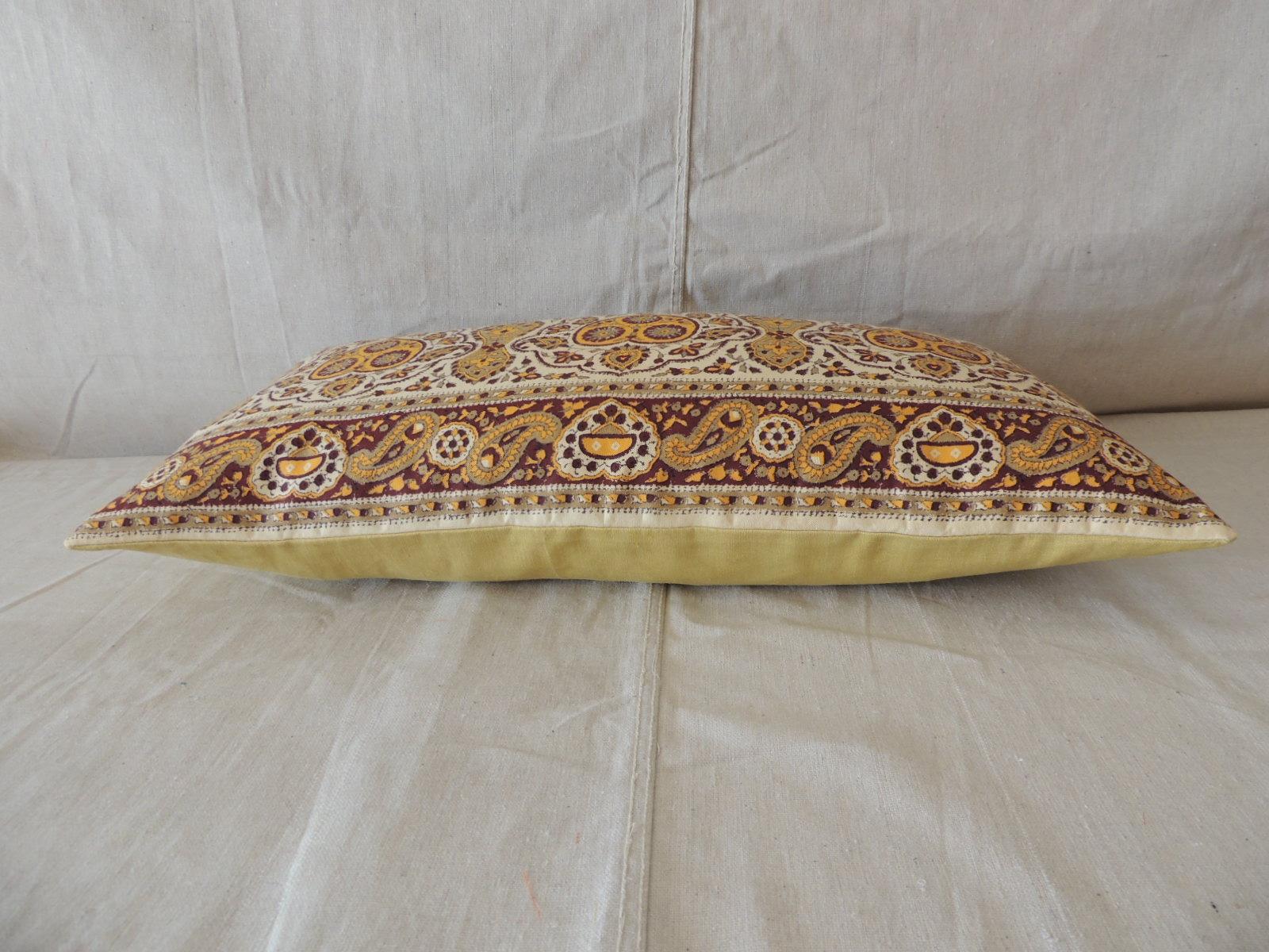 Vintage Hand-Blocked Kalamkari Long Bolster Decorative Pillow 4