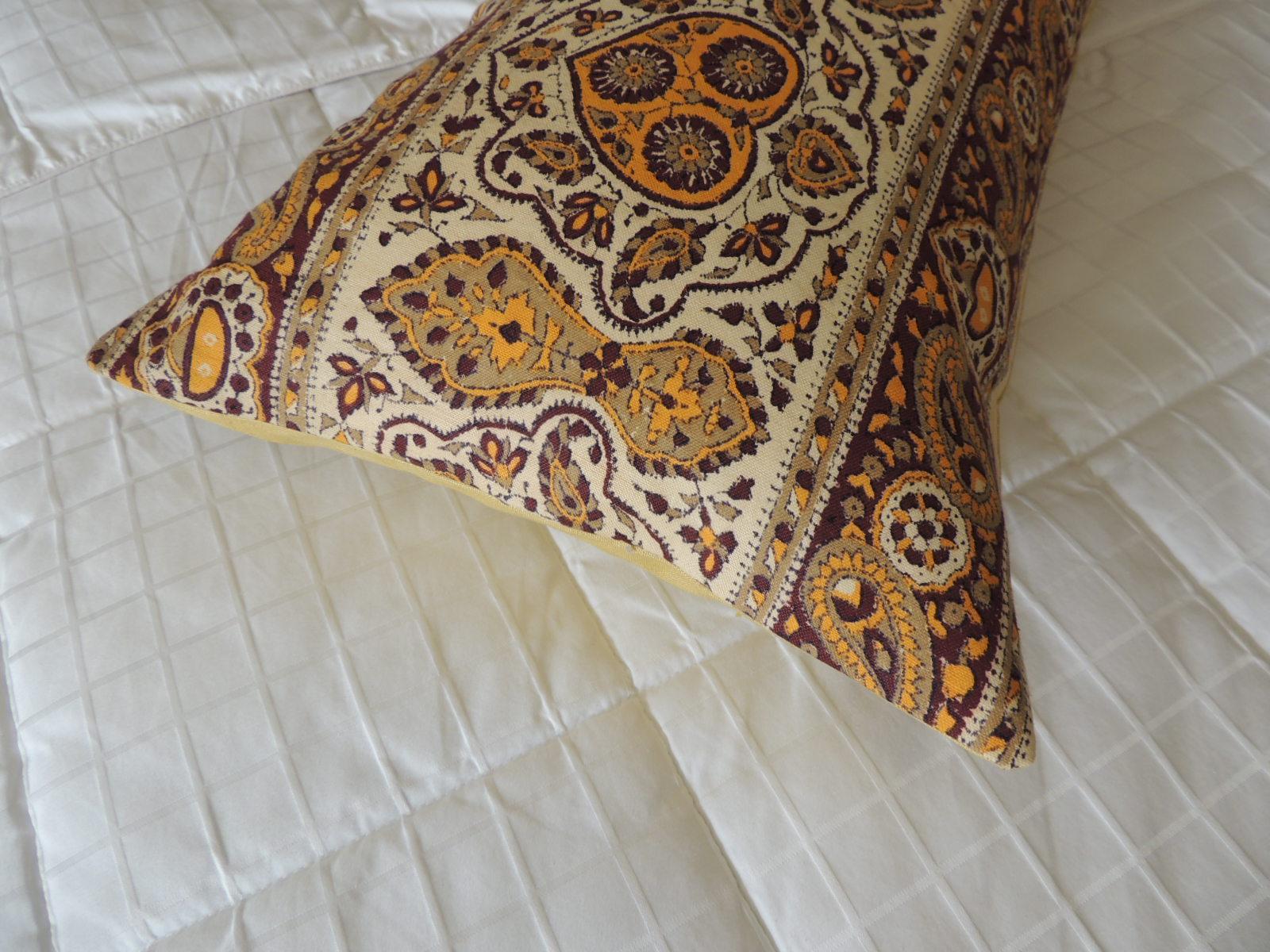 Vintage Hand-Blocked Kalamkari Long Bolster Decorative Pillow 7