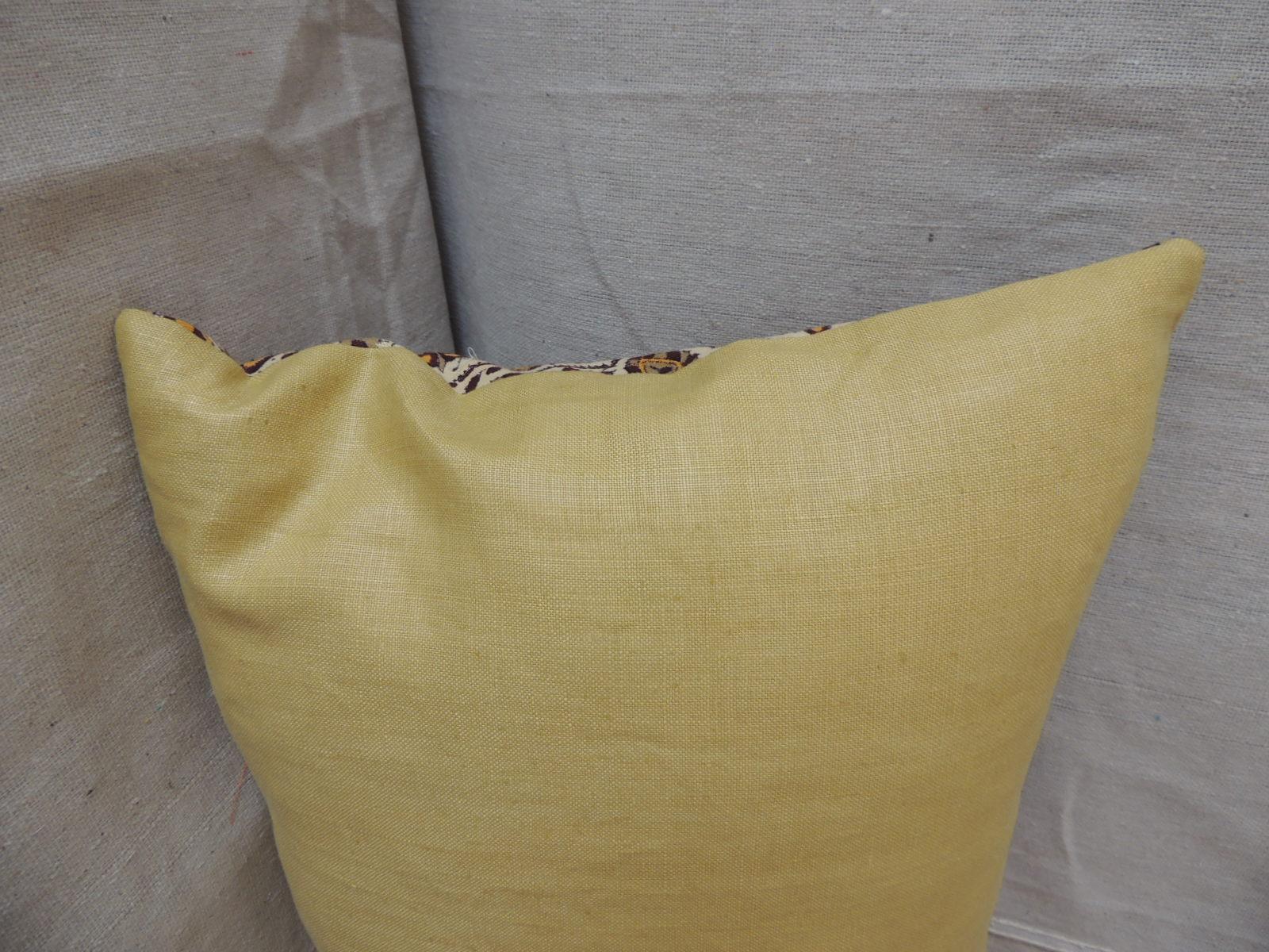 Vintage Hand-Blocked Kalamkari Long Bolster Decorative Pillow In Good Condition In Oakland Park, FL