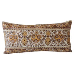 Vintage Hand-Blocked Kalamkari Long Bolster Decorative Pillow