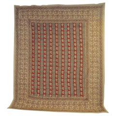 Vintage Hand-Blocked Red and Brown "Kalamkari" Cotton Paisley Coverlet/Cloth