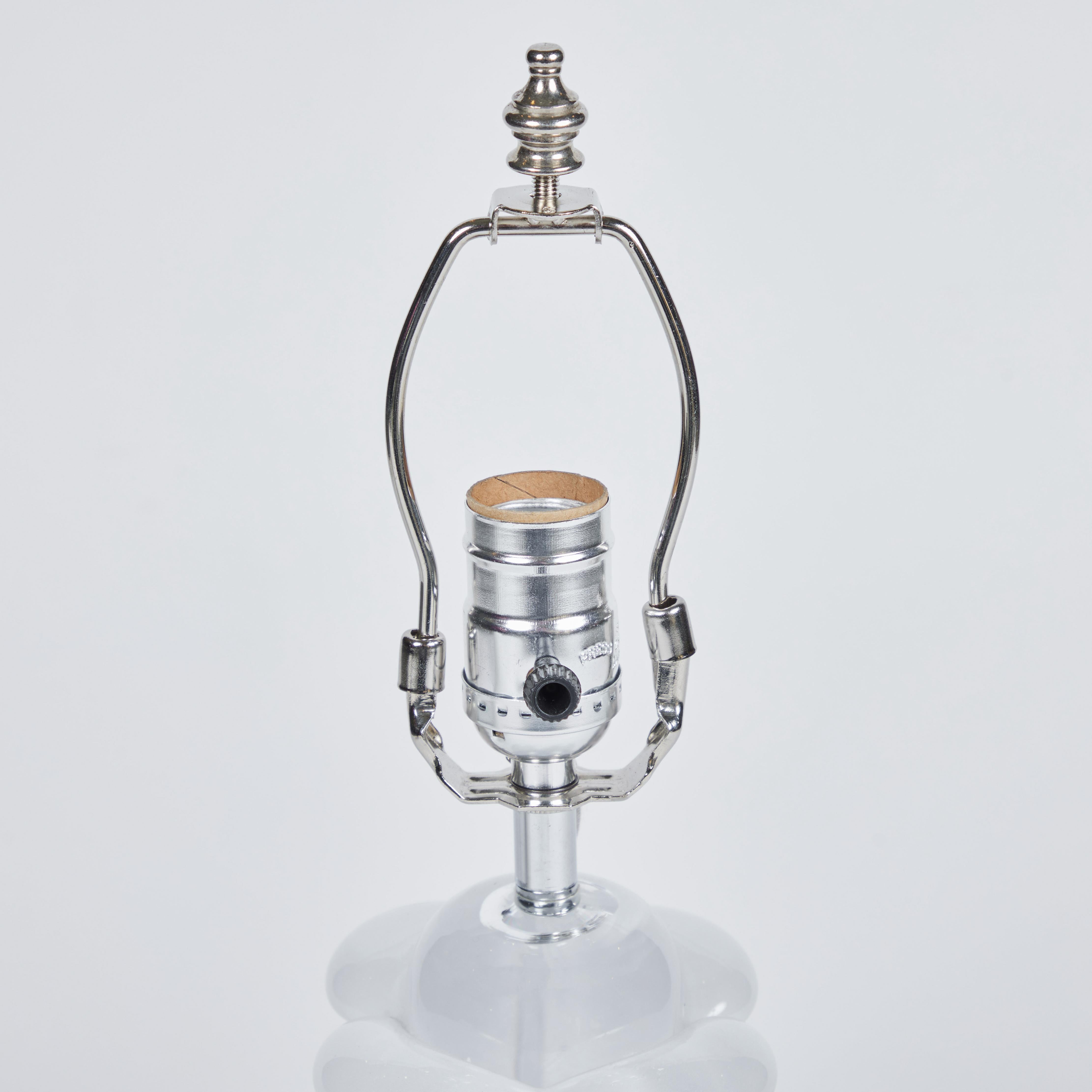 Vintage Hand Blown Daum Crystal Petite Table Lamps Pair For Sale 3