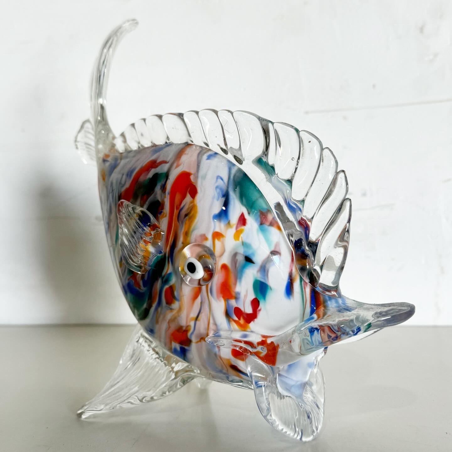 American Vintage Hand Blown Glass Fish Sculpture For Sale