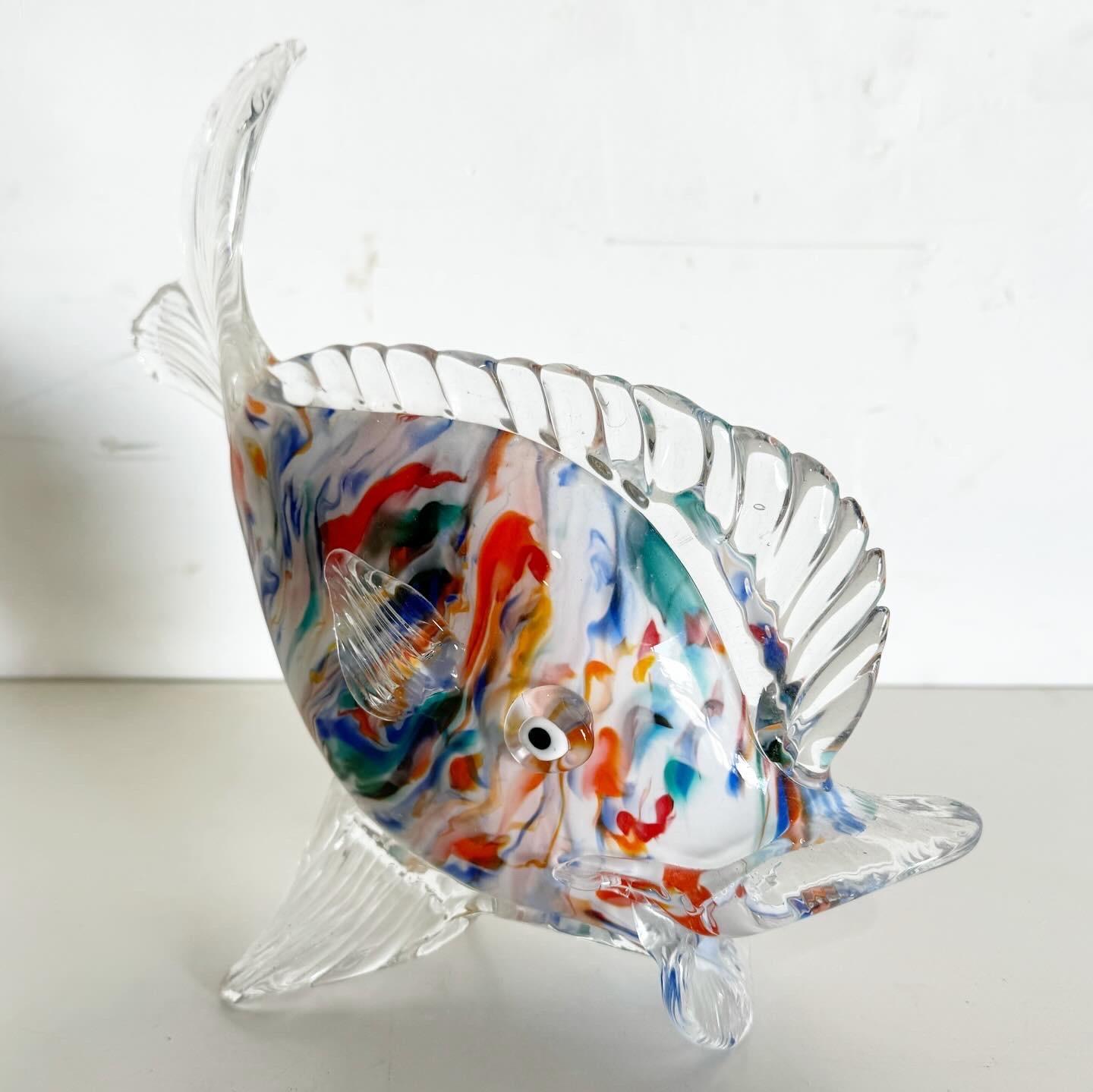 Vintage Hand Blown Glass Fish Sculpture In Good Condition For Sale In Delray Beach, FL