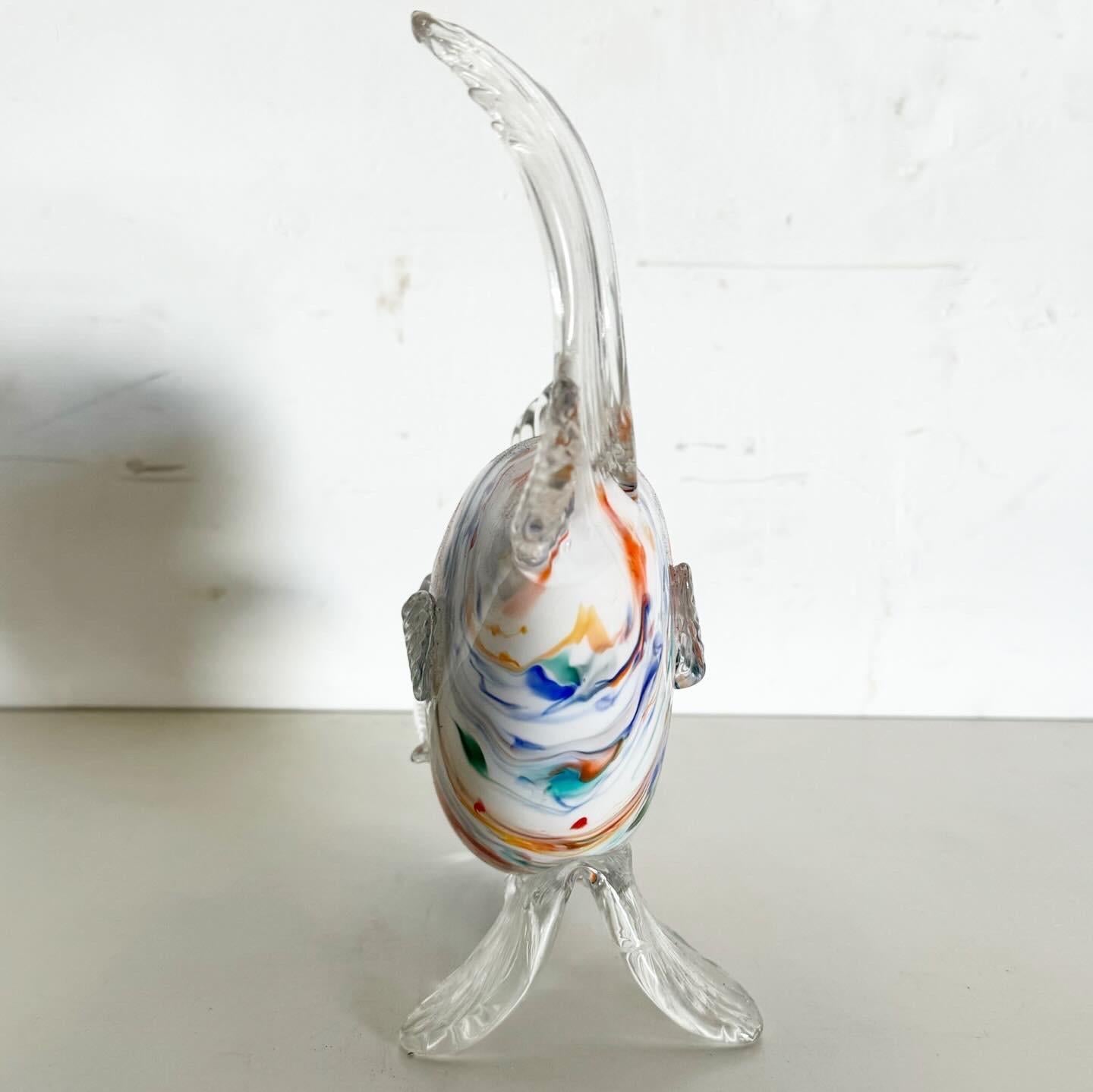 Vintage Hand Blown Glass Fish Sculpture For Sale 1