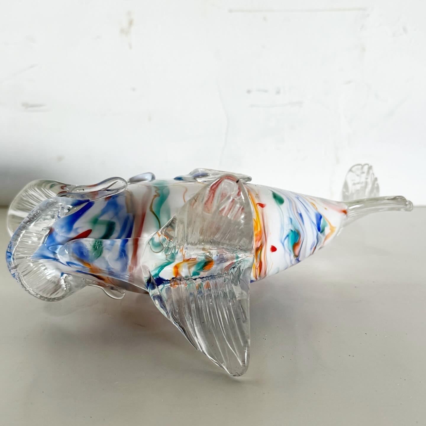 Vintage Hand Blown Glass Fish Sculpture For Sale 3