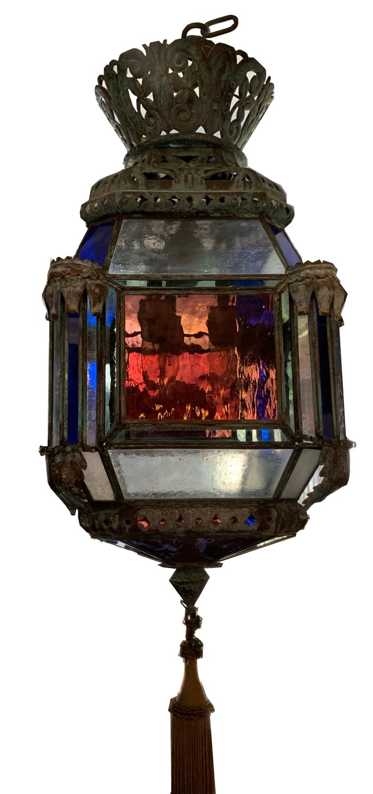 Hand-Crafted Vintage Hand Blown Glass Moroccan Light Fixture For Sale