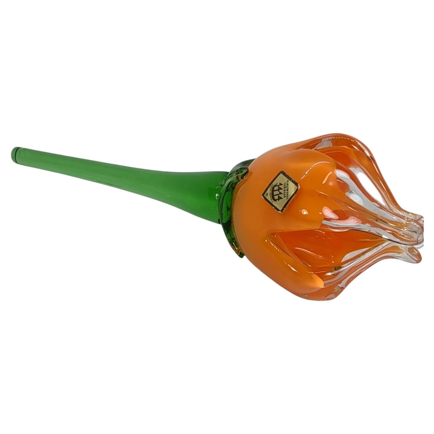 Vintage hand blown glass Murano flower For Sale