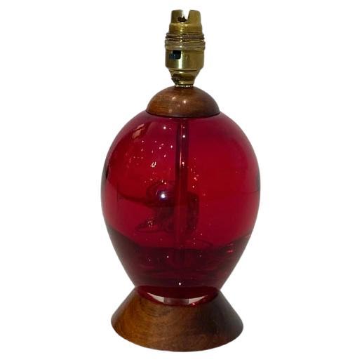 Vintage Hand Blown Glass Red Vintage Table Lamp Base