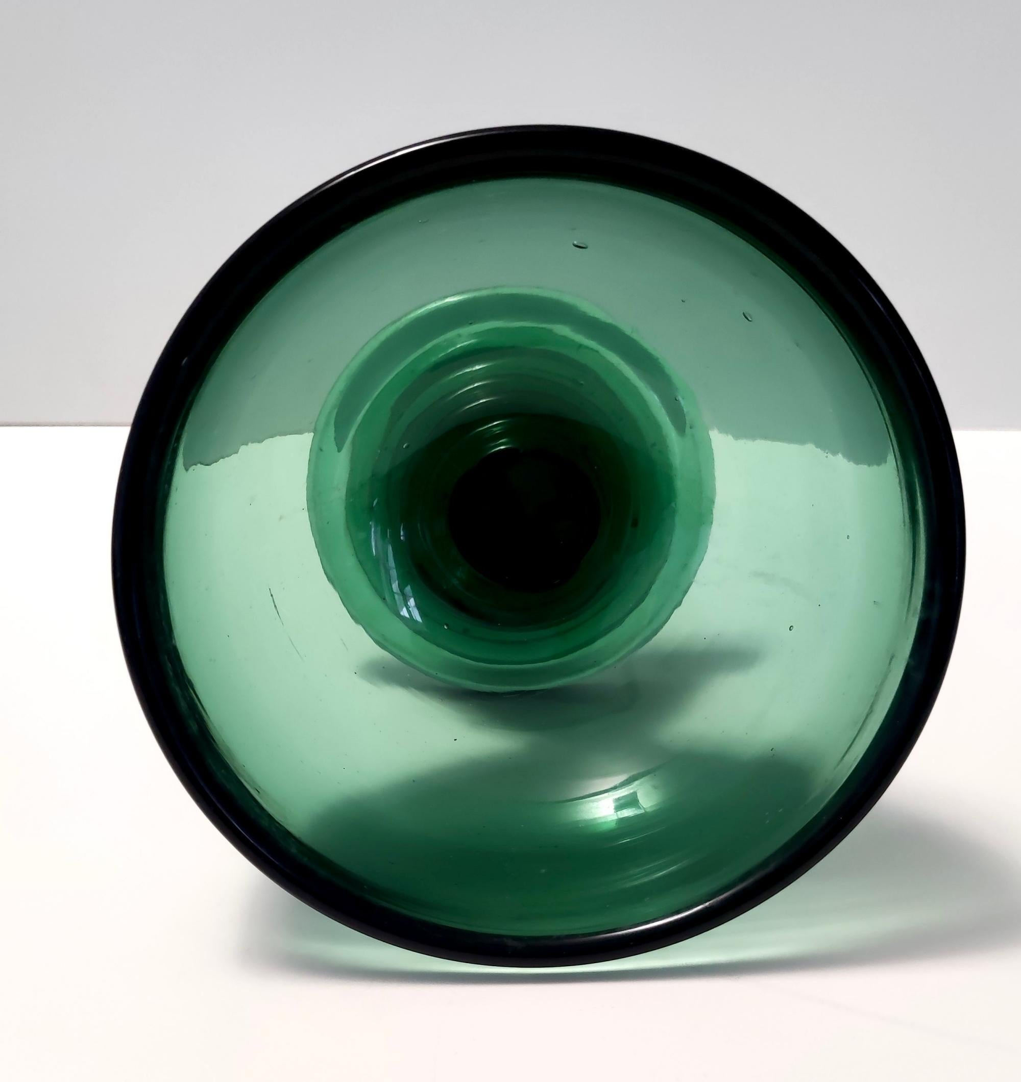 Vintage Hand Blown Green Glass Centerpiece / Bowl, Made in Empoli, Italy For Sale 4