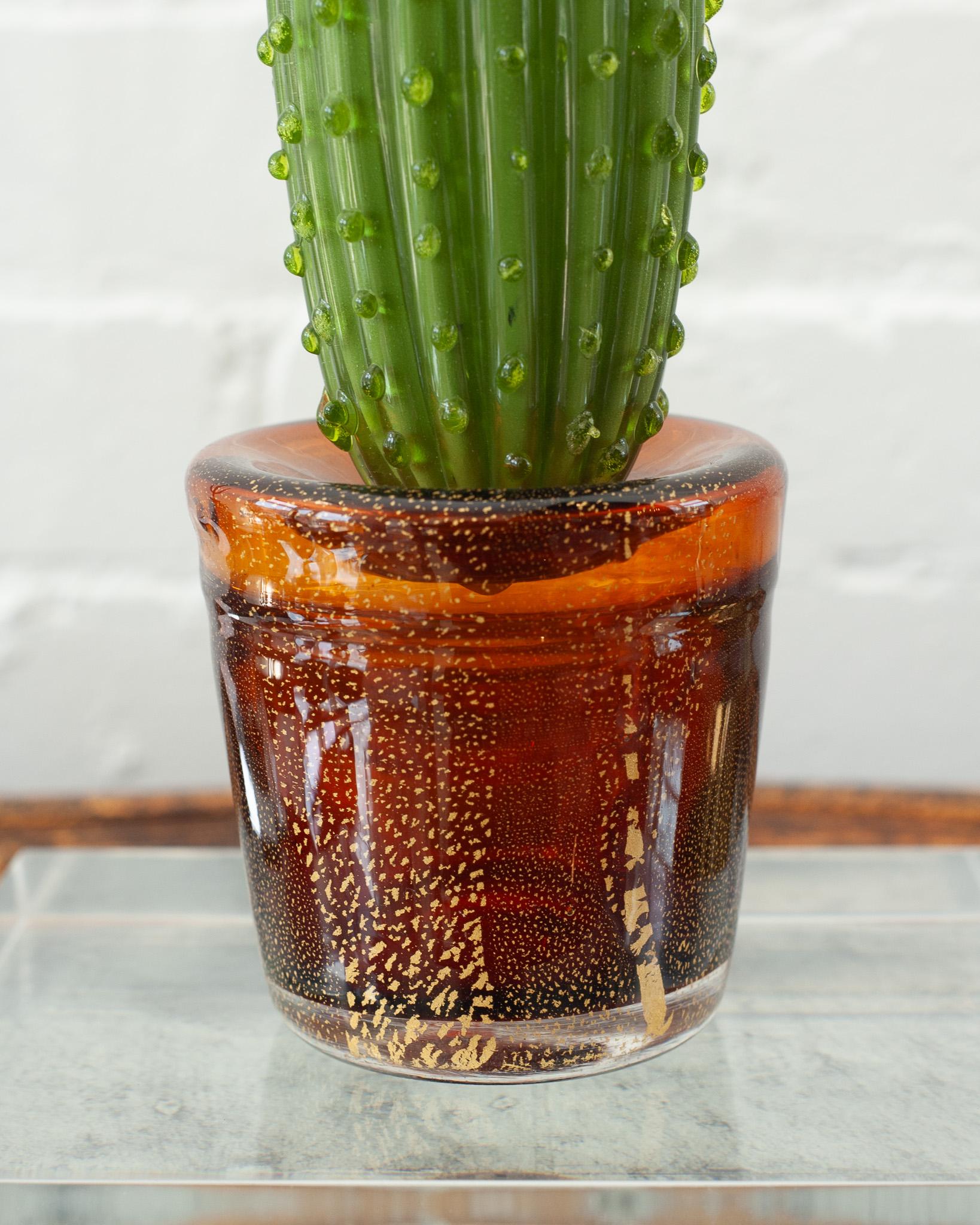 Vintage Hand Blown Murano Glass Cactus Sculpture In Good Condition For Sale In Toronto, ON