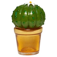 Escultura vintage de cristal de Murano soplado a mano Cactus