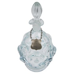 Vintage Hand Blown Murano Glass Decanter w/ Stopper + Metal Bourbon Tag