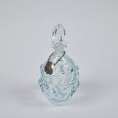 Vintage Hand Blown Murano Glass Decanter w/ Stopper + Metal Scotch Tag
