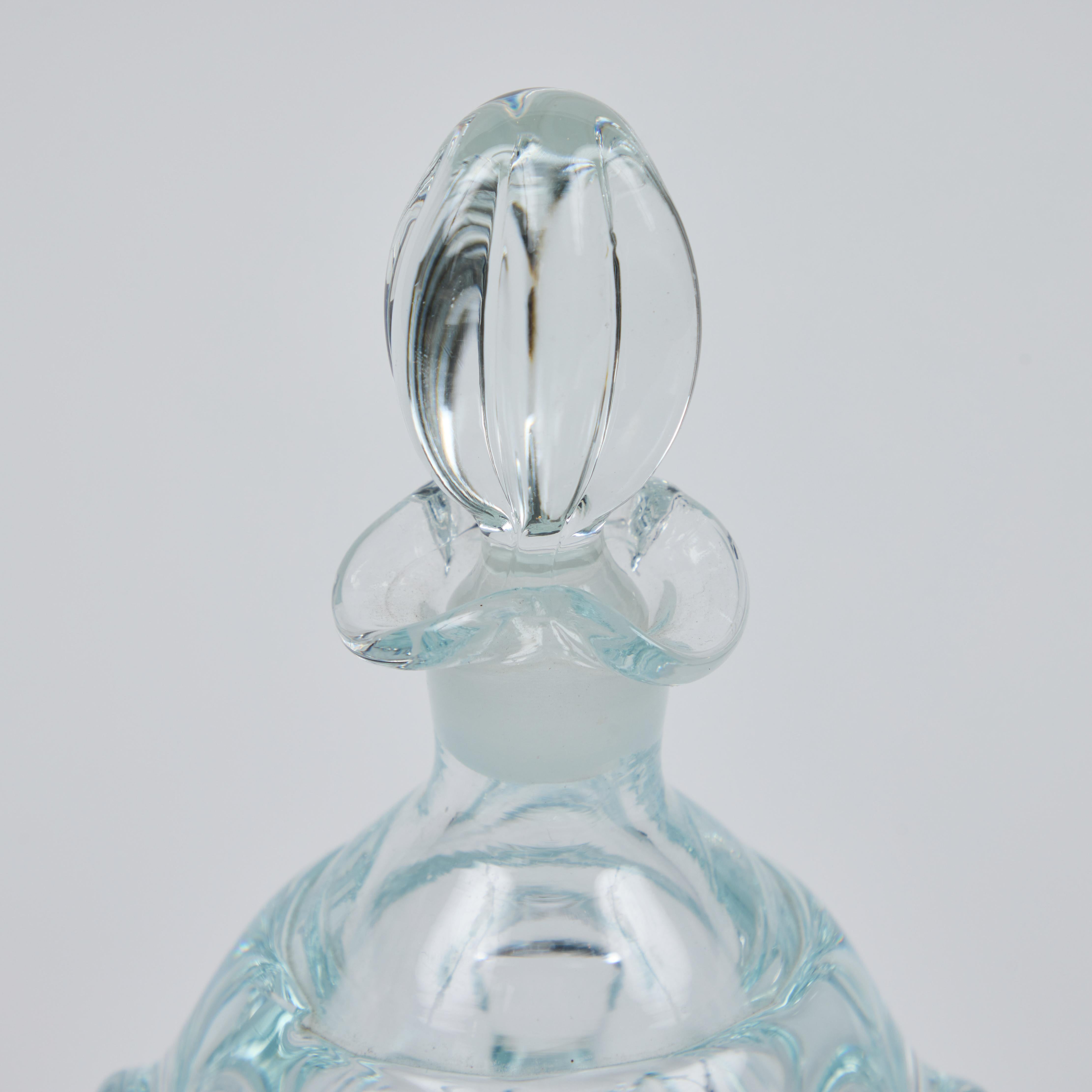 italien Carafe vintage en verre de Murano soufflé à la main avec bouchon + étiquette Scotch en métal