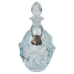 Vintage Hand Blown Murano Glass Decanter w/ Stopper + Metal Scotch Tag