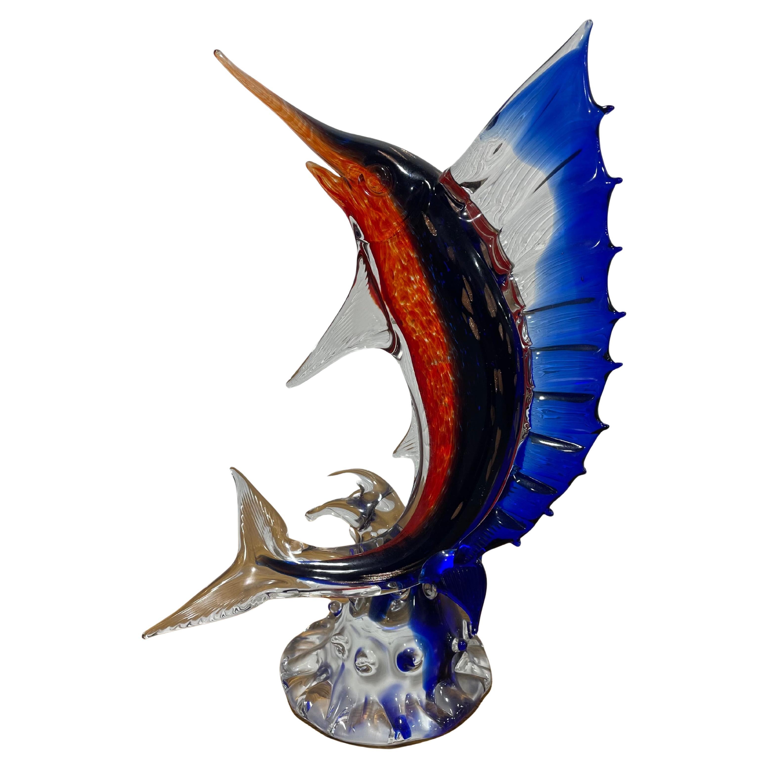 Vintage Hand blown MURANO GLASS Marlin Sculpture