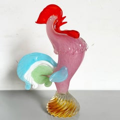 Coq vintage en verre soufflé à la bouche de Murano