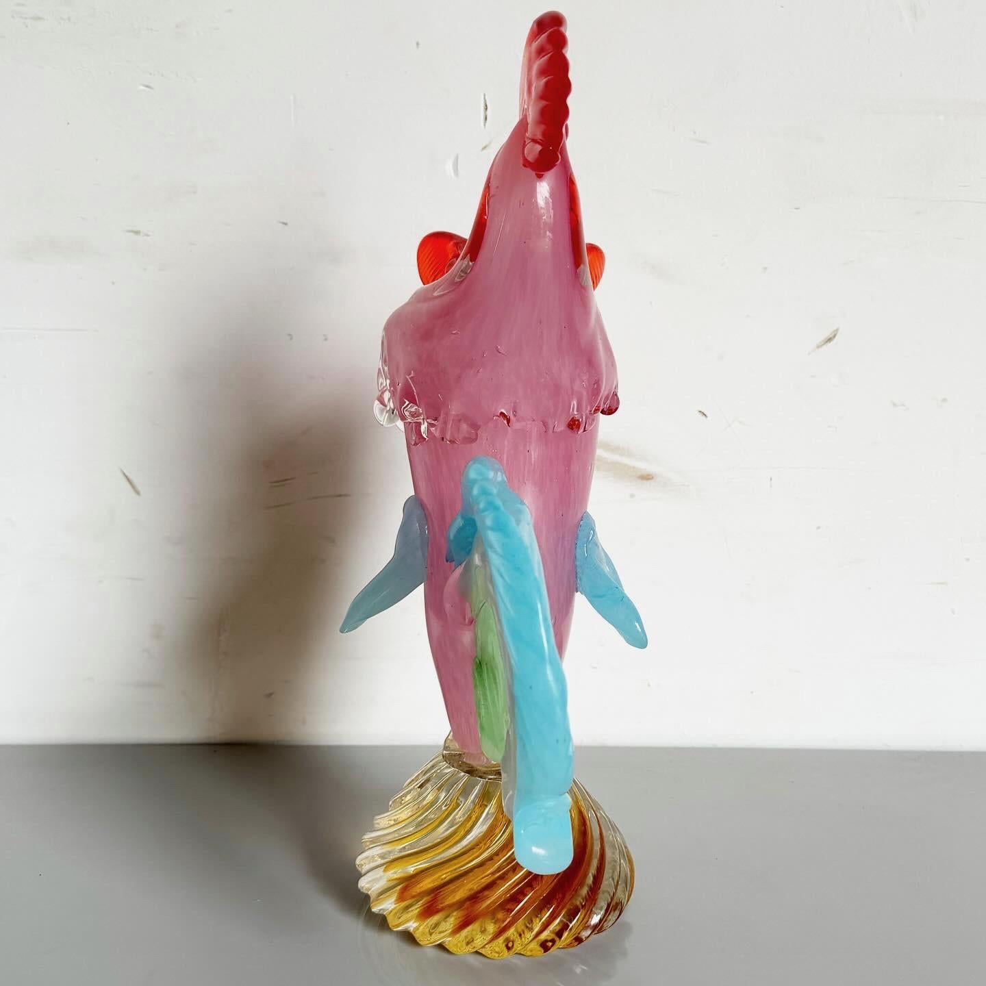 Regency Vintage Hand Blown Murano Glass Rooster For Sale