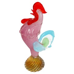 Coq vintage en verre soufflé à la bouche de Murano