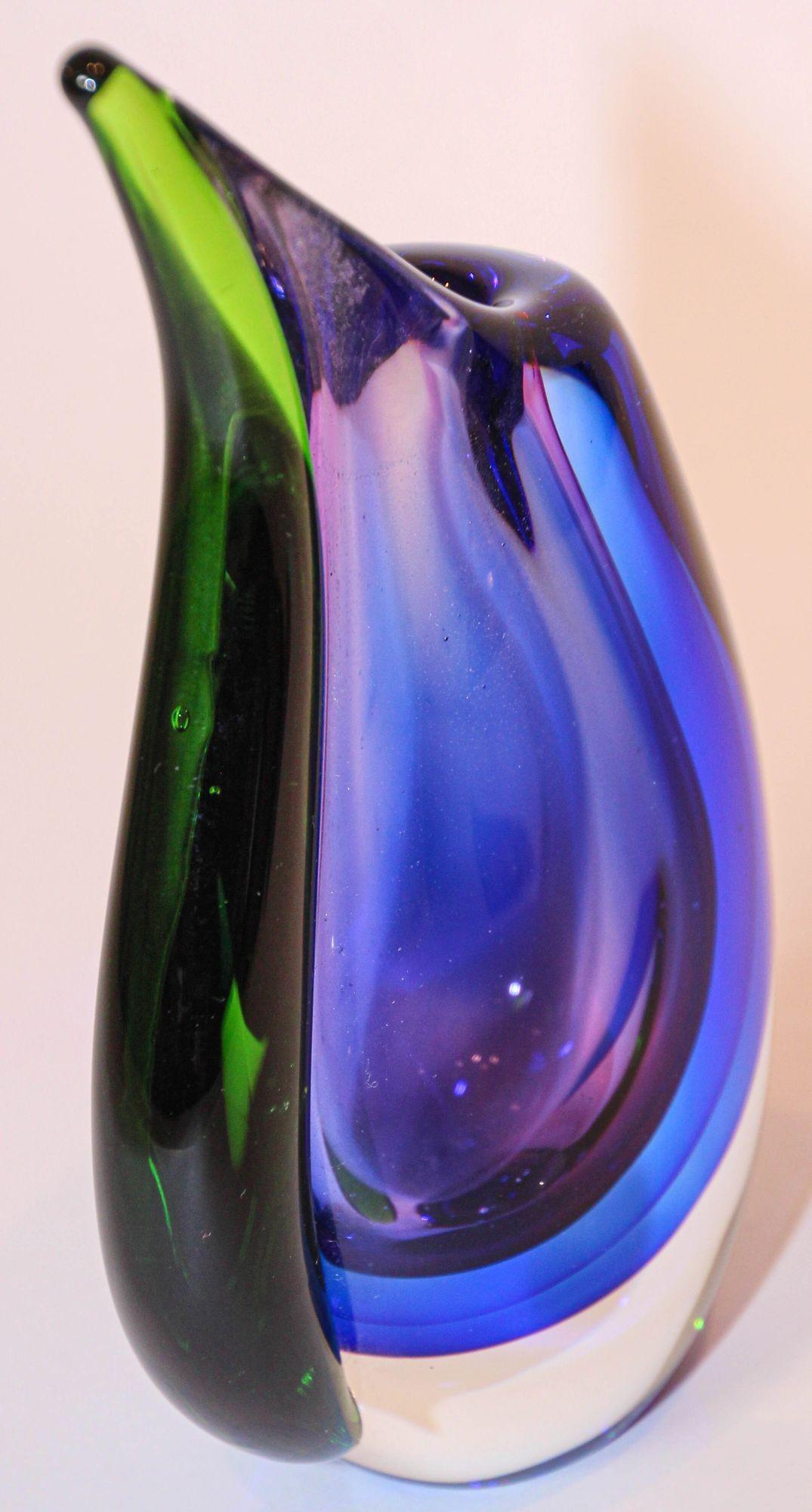 murano sommerso art glass vase