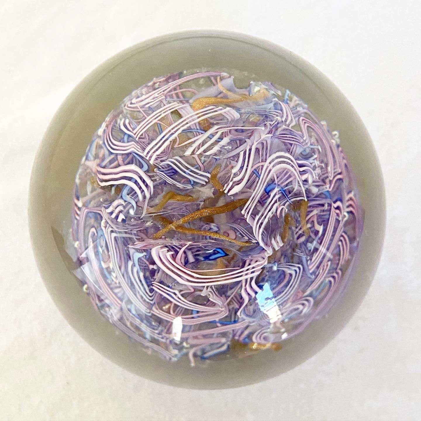 Vintage Hand Blown Purple and Gold Paper Weight In Good Condition For Sale In Delray Beach, FL