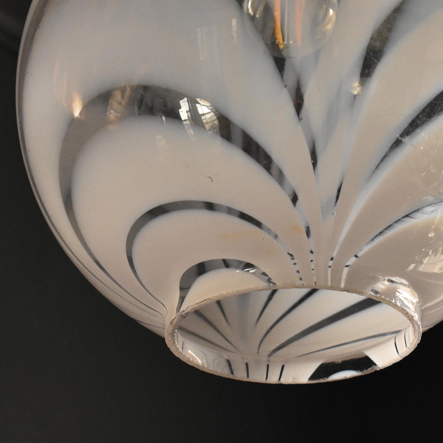 Vintage Hand Blown Opaline Glass and Chrome Pendant Light Fitting, 1960s 2