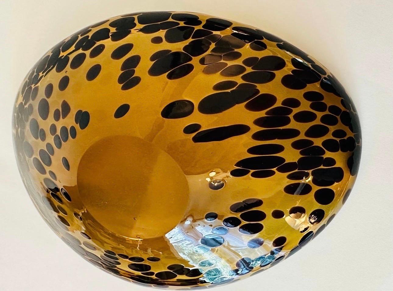 Art Glass Vintage Hand Blown Thick Glass Tortoise Motif Catch All Bowl For Sale