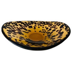 Bol vintage en verre épais soufflé à la main à motif de tortue attrayant