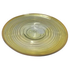 Vintage Hand Blown Yellow Studio Art Glass Plate Centerpiece by Peter Bramhall