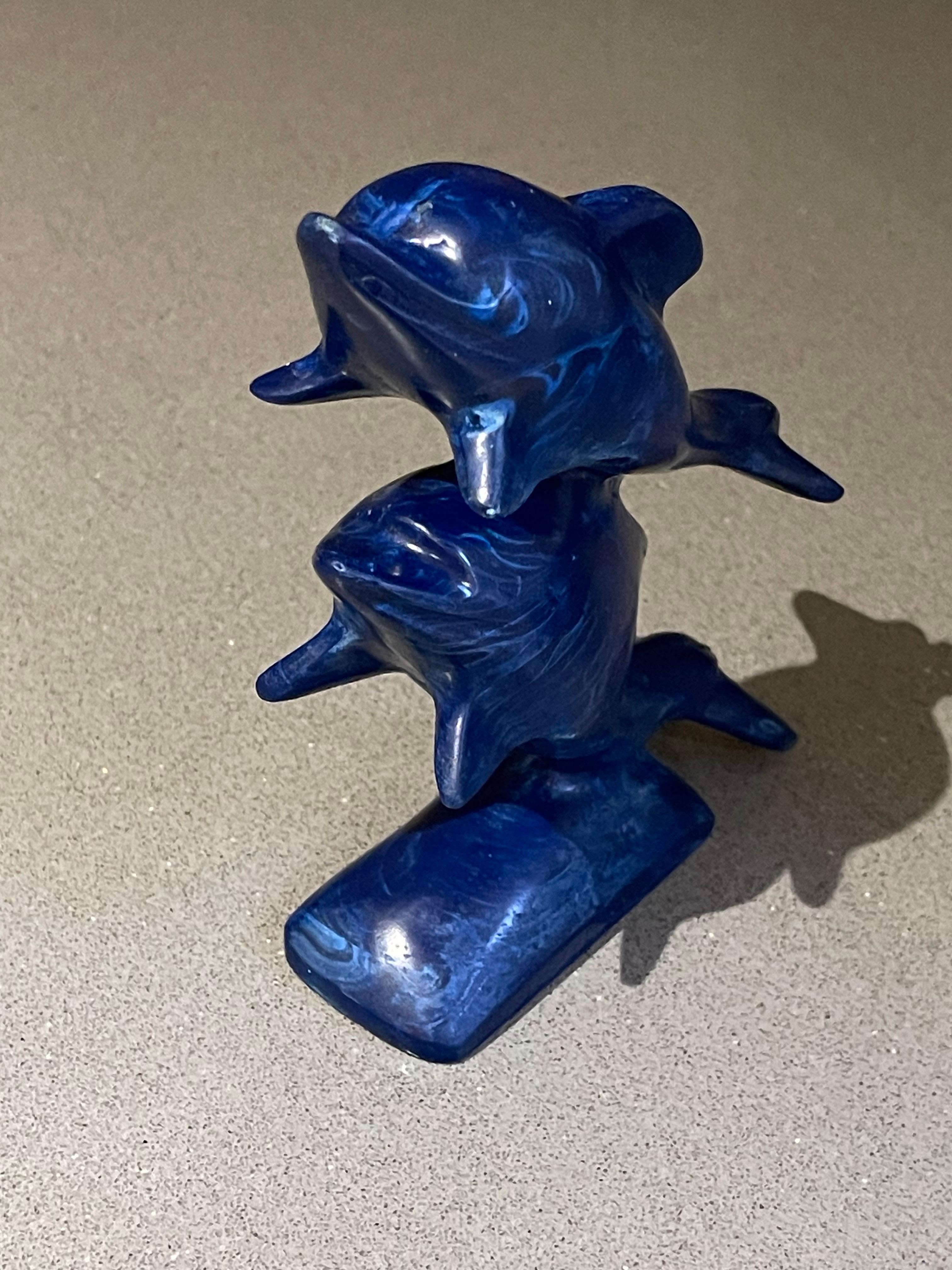 Scultura d'epoca scolpita a mano Delfino africano in pietra di marmo blu In condizioni ottime in vendita a Wembley, GB