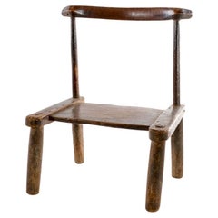 Handgeschnitzter afrikanischer primitiver Stammeskunst-Stuhl aus Baule, Vintage