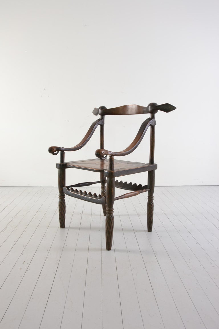 Vintage Hand Carved African Chair For Sale at 1stDibs