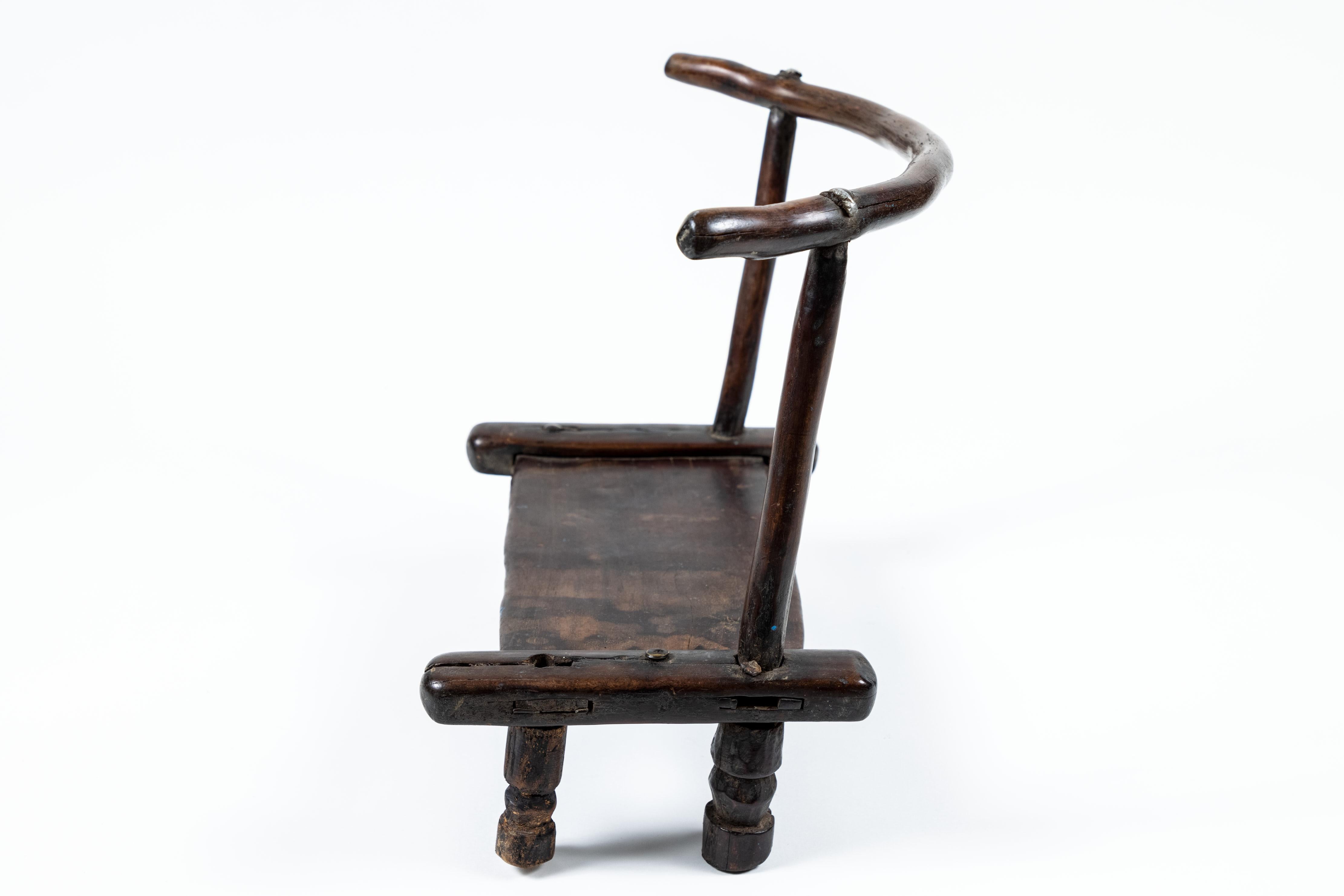 Wood Vintage Hand Carved African Baule Tribal Chair