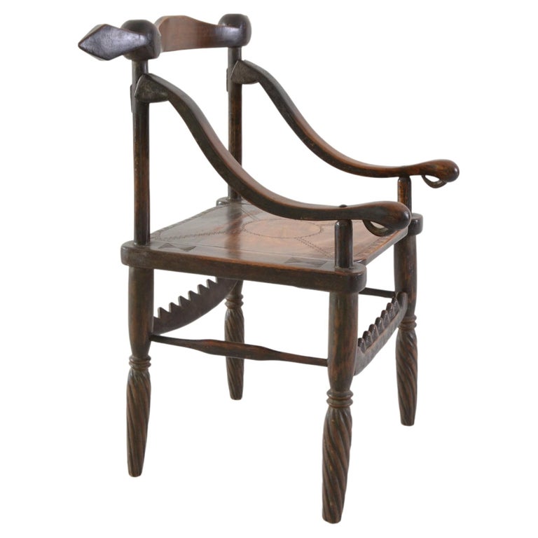 Vintage Hand Carved African Chair For Sale at 1stDibs