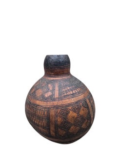 Vintage Hand-Carved African Tribal Calabash Form Vessel